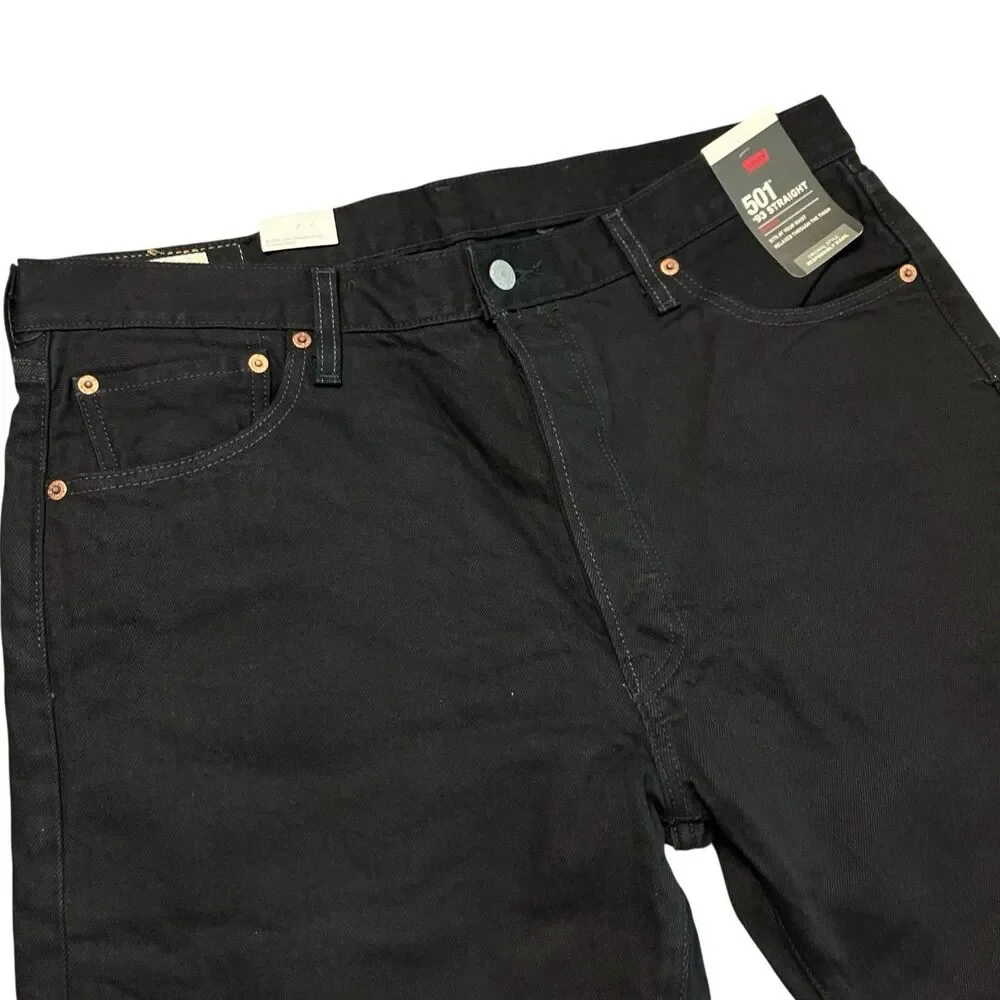 Levi's 501 Jeans Mens 36x36 Black 93’ Straight Denim Button Fly Regular Fit Tall